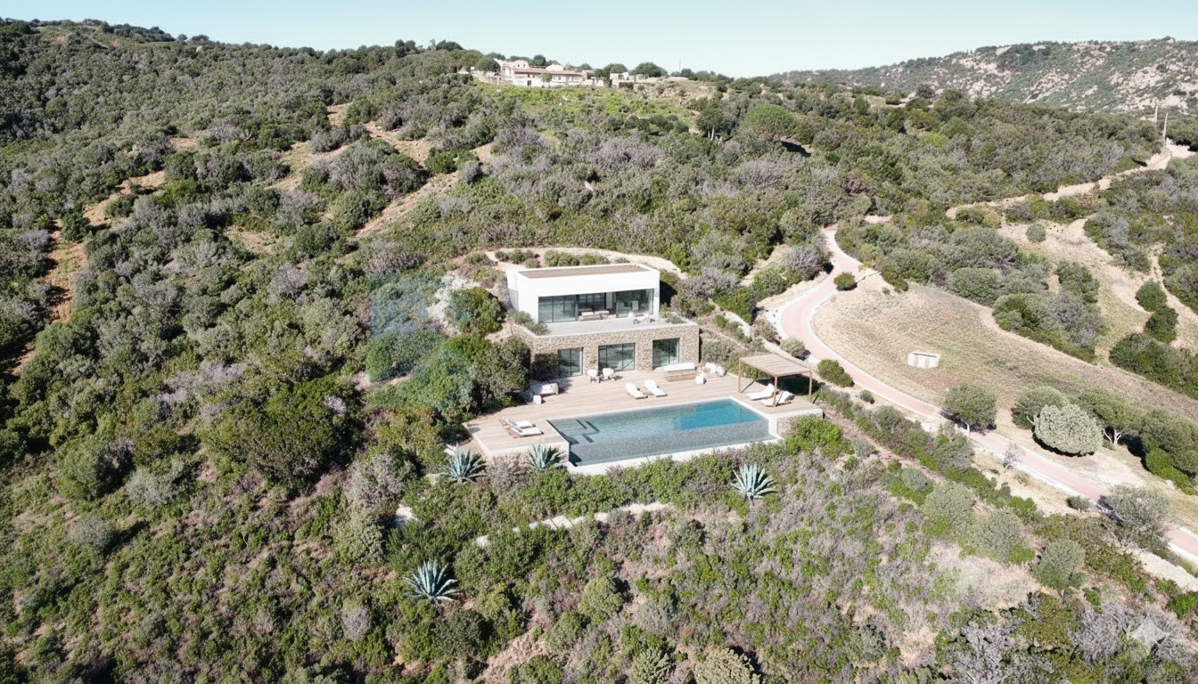 Villa al rustico con un ettaro vicino ad Olbia