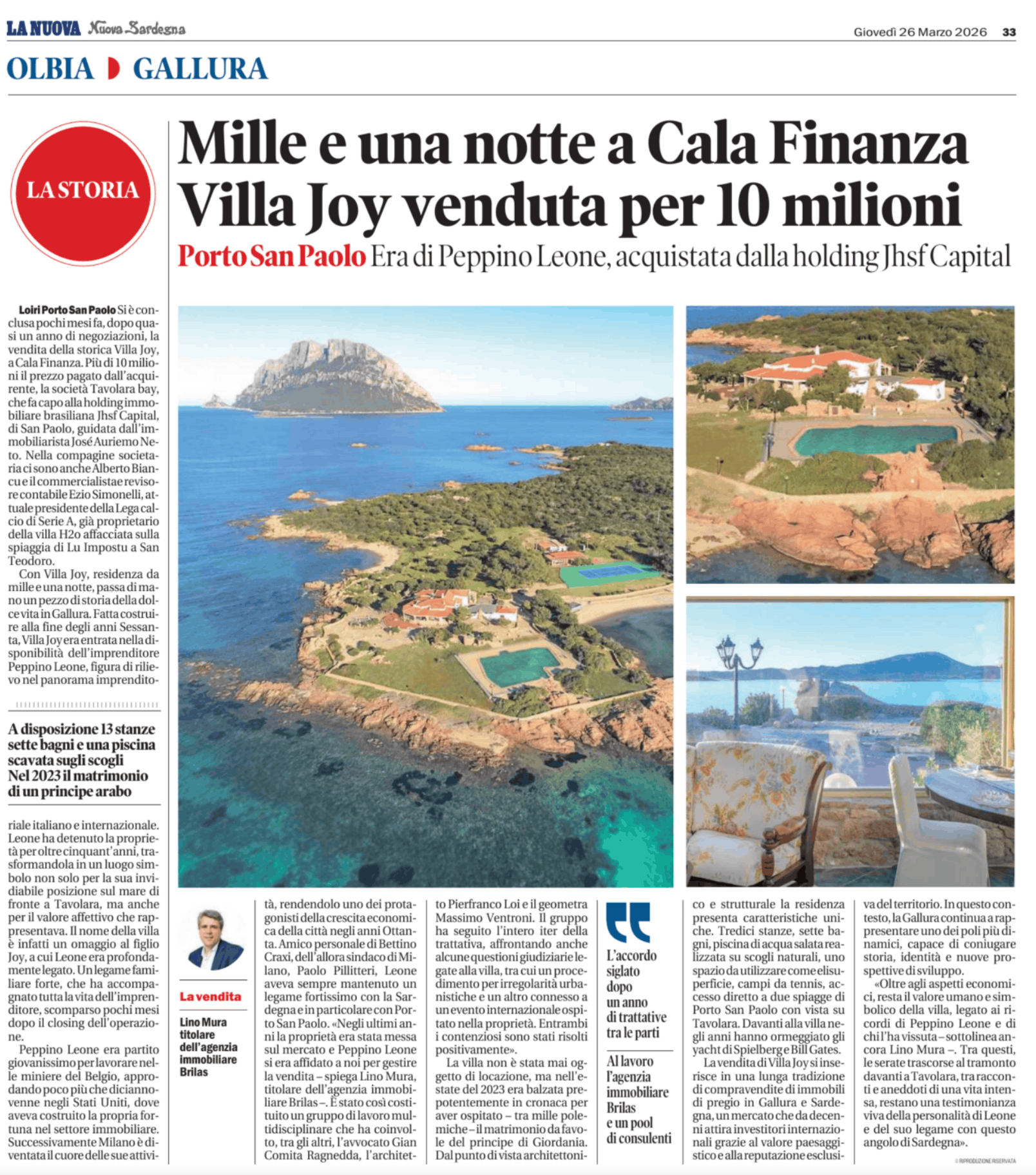 Mille e una notte a Cala Finanza Brilas vende Villa Joy - La Nuova Sardegna