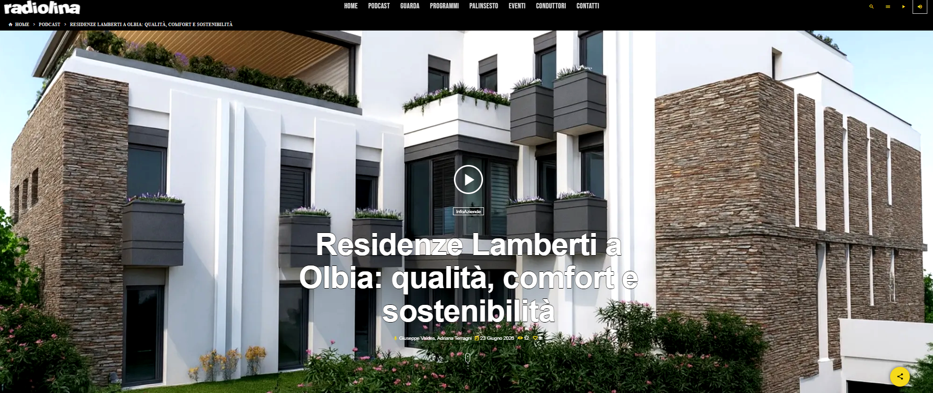 Residenze Lamberti: design, efficienza energetica e qualità abitativa nel cuore di Olbia. Radiolina