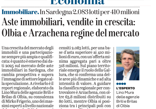 Aste immobiliari, vendite in crescita: lo rivela il report Brili Brilas. L'Unione Sarda