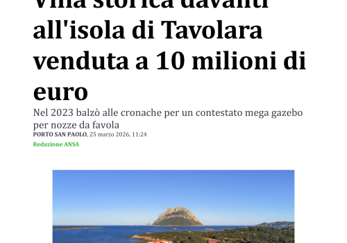 Brilas vende villa storica davanti all'isola di Tavolara a 10 milioni di euro - Ansa