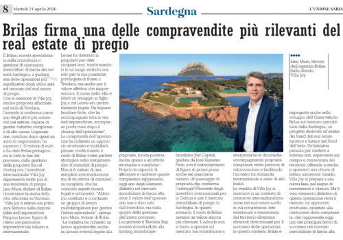 Brilas firma una delle compravendite più importanti del real estate di pregio - L'Unione Sarda