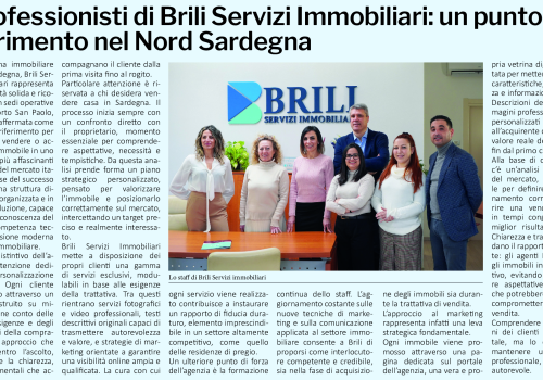 I professionisti di Brili Servizi Immobiliari: un punto di riferimento per la Sardegna. L'Unione Sarda