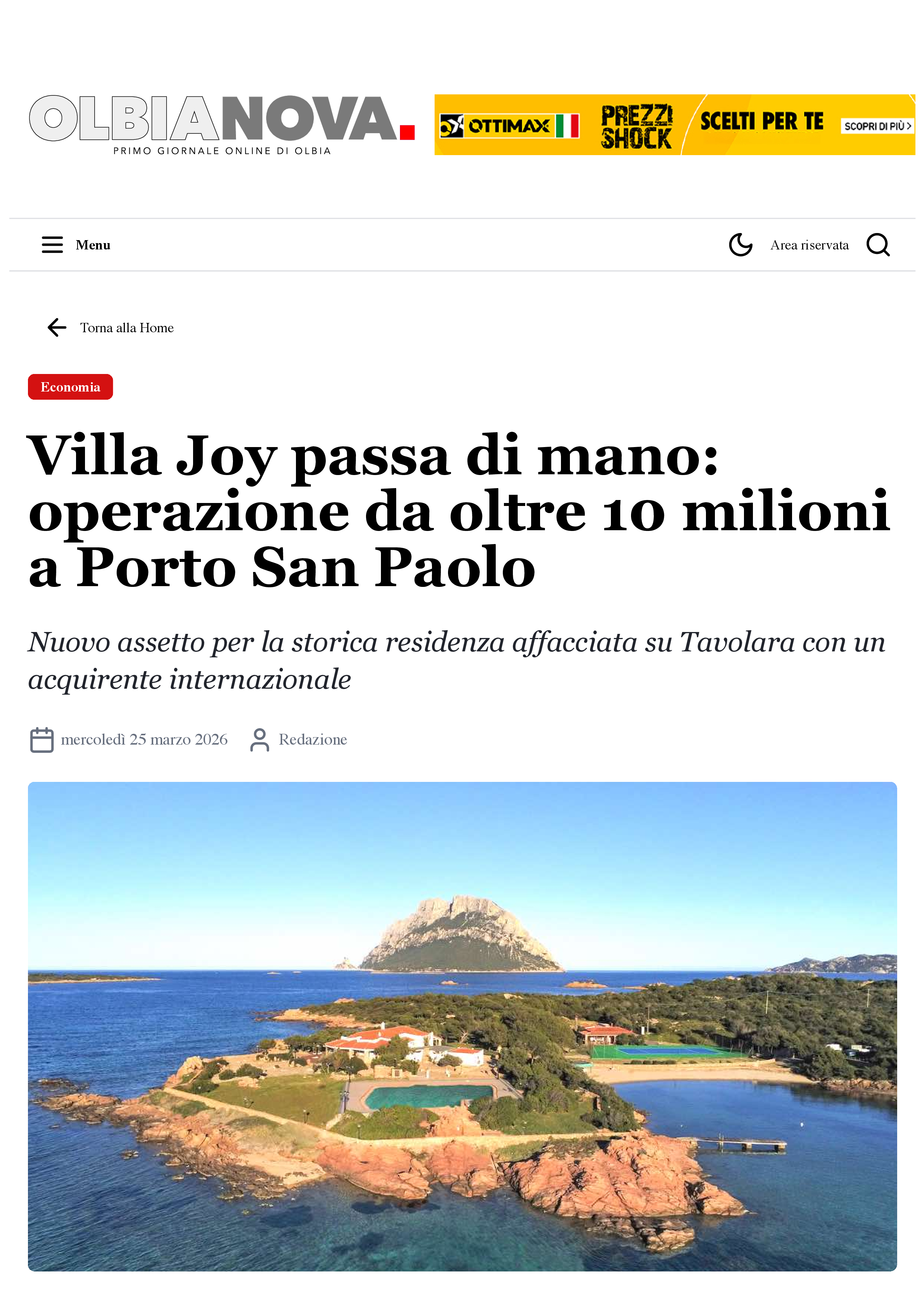 Villa Joy passa di mano: operazione da oltre 10 milioni a Porto San Paolo - Olbianova.it